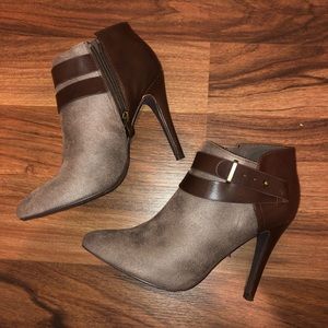 Tan high heeled ankle boots!